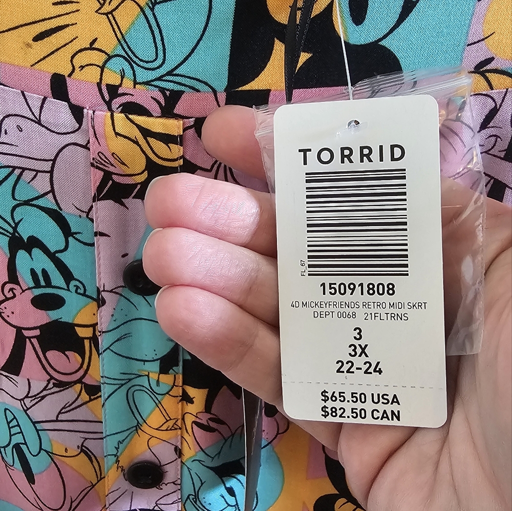 NWT Torrid x Disney Colorful Midi Skirt - Picture 5 of 7